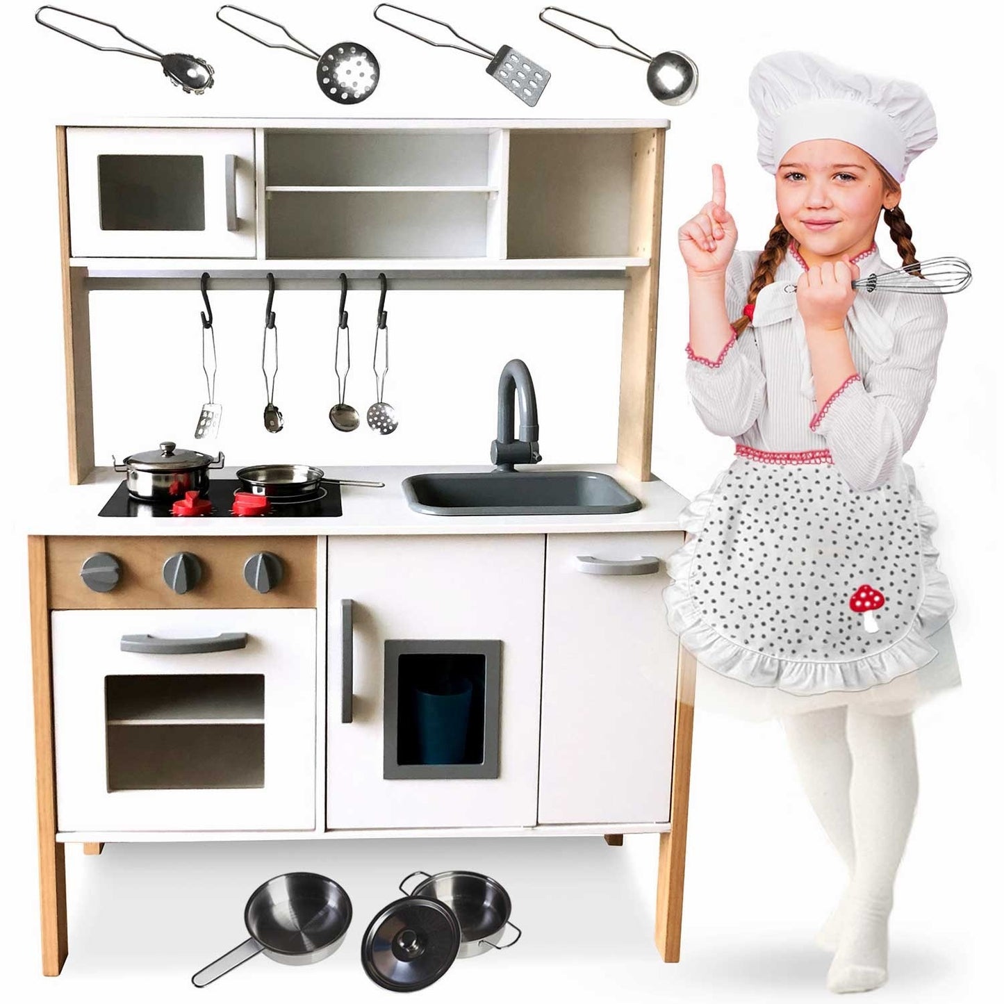 Wooden kitchen for children - retro with accessories