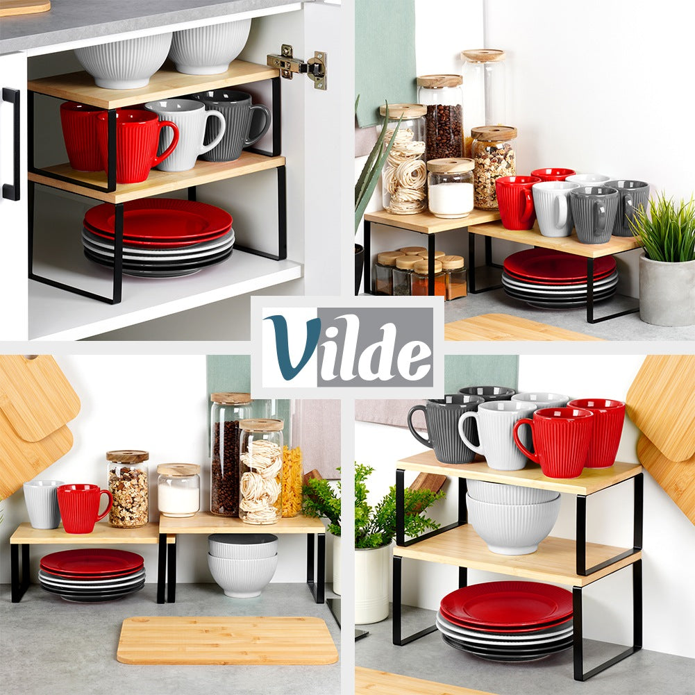 Wooden kitchen shelf 33.5x19.5x16 cm / 33.5x18.5x13.5 cm 2 pcs.