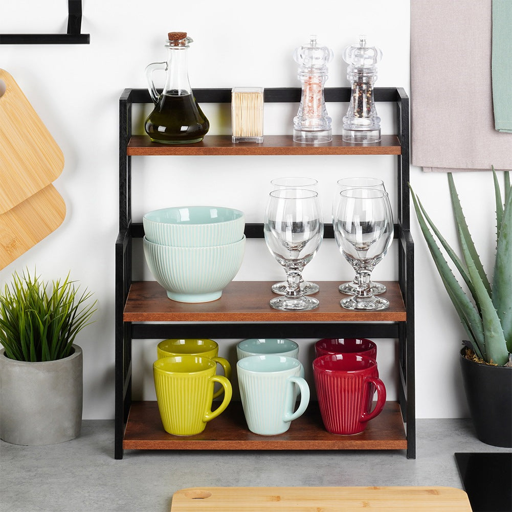 Wooden kitchen shelf, 3-level, 41.5x18.5x50 cm