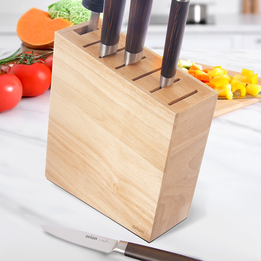 Wooden knife stand with compartments