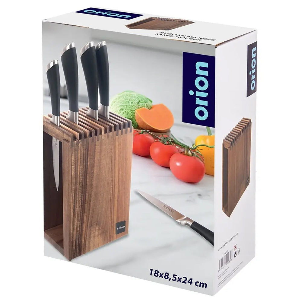 Wooden knife stand with compartments