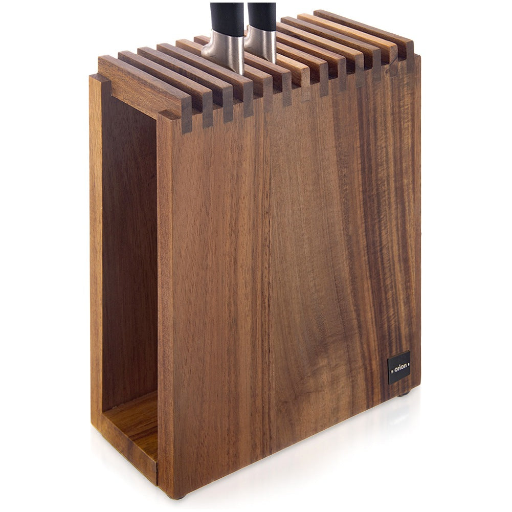 Wooden knife stand with compartments