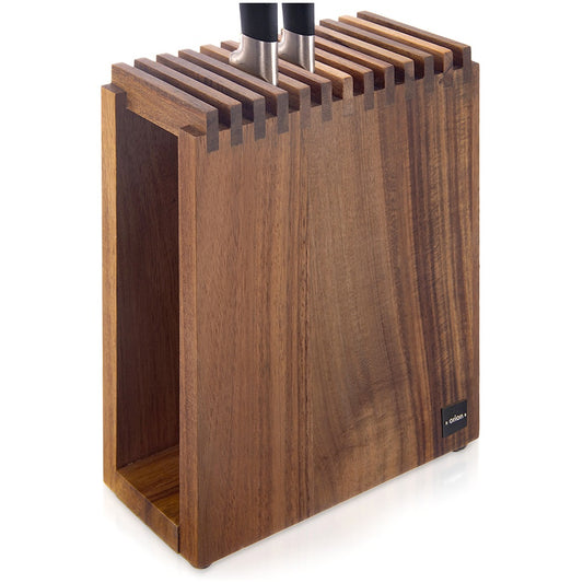 Wooden knife stand with compartments