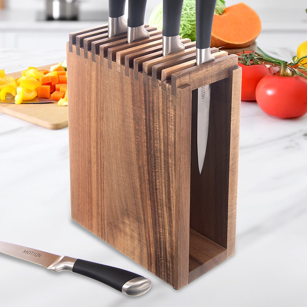 Wooden knife stand with compartments