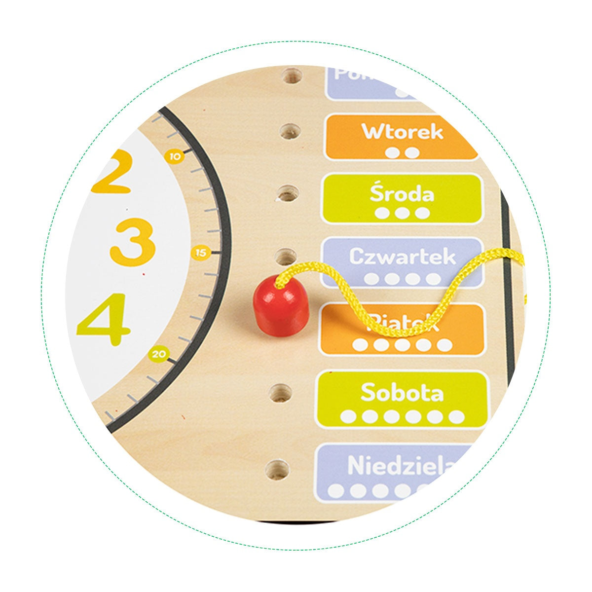 Wooden manipulation board with calendar & clock