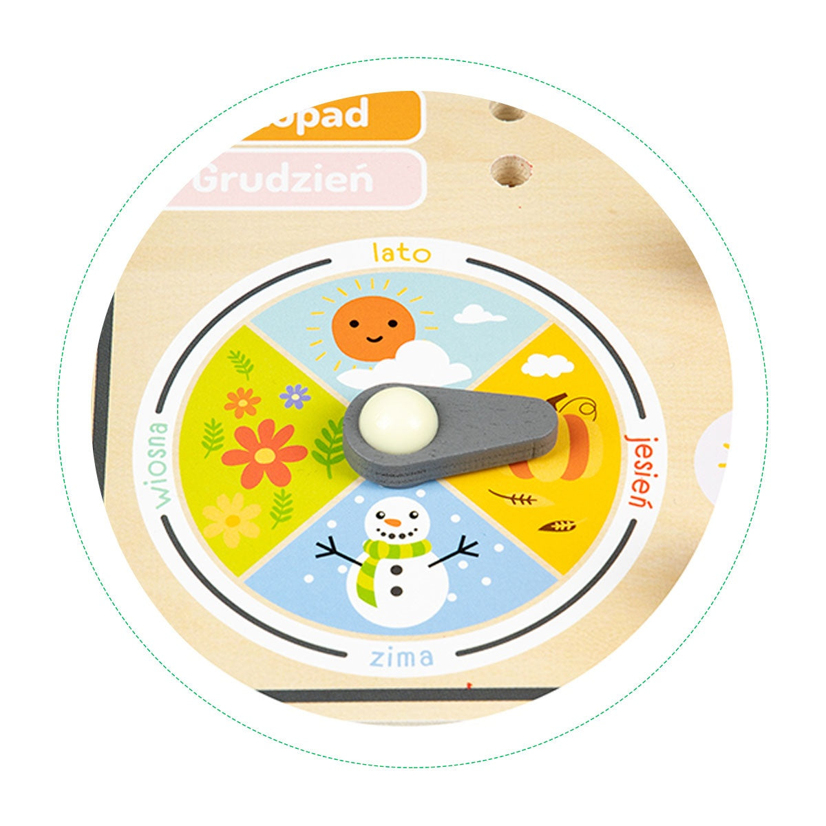 Wooden manipulation board with calendar & clock