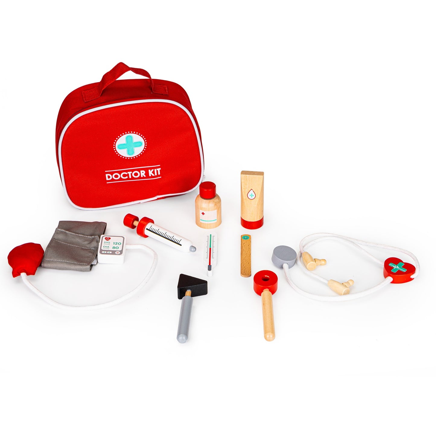 Wooden medical kit bag + 9 pcs. ECOTOYS