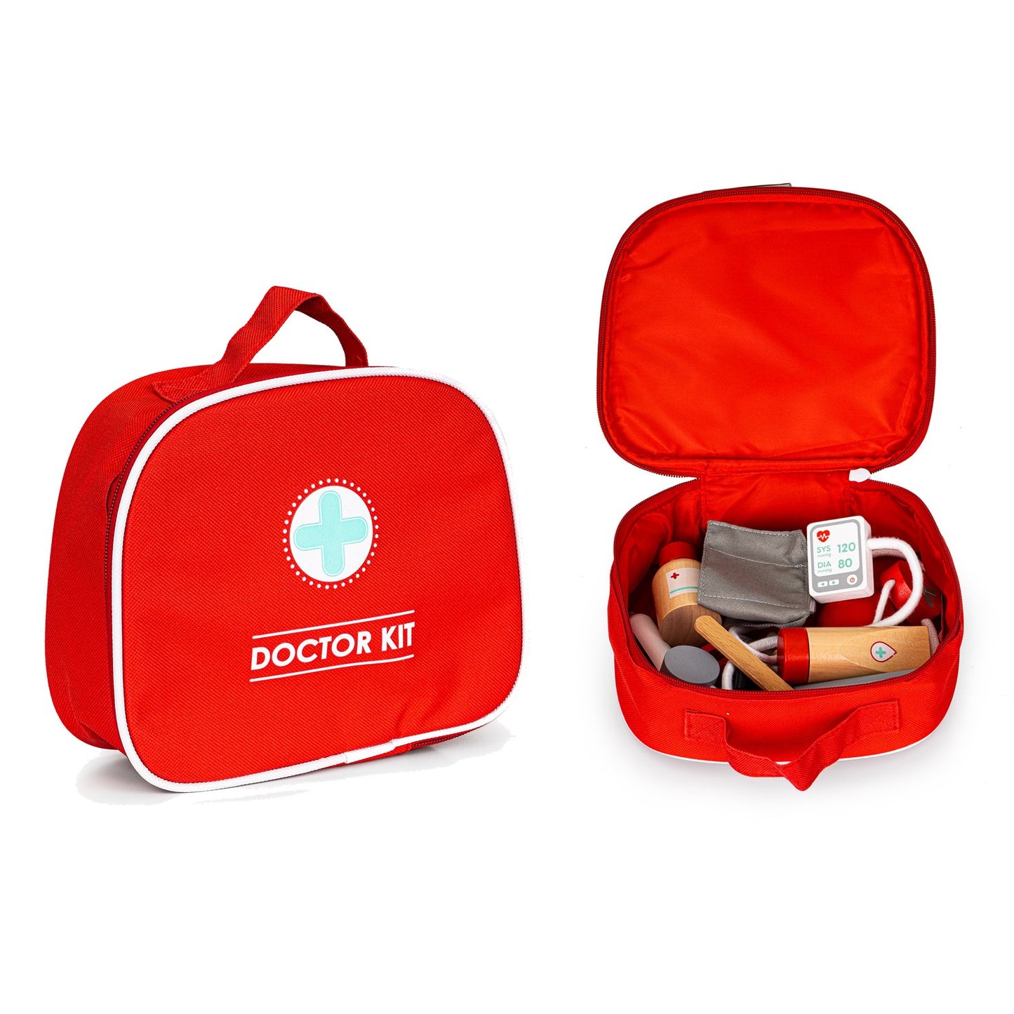 Wooden medical kit bag + 9 pcs. ECOTOYS