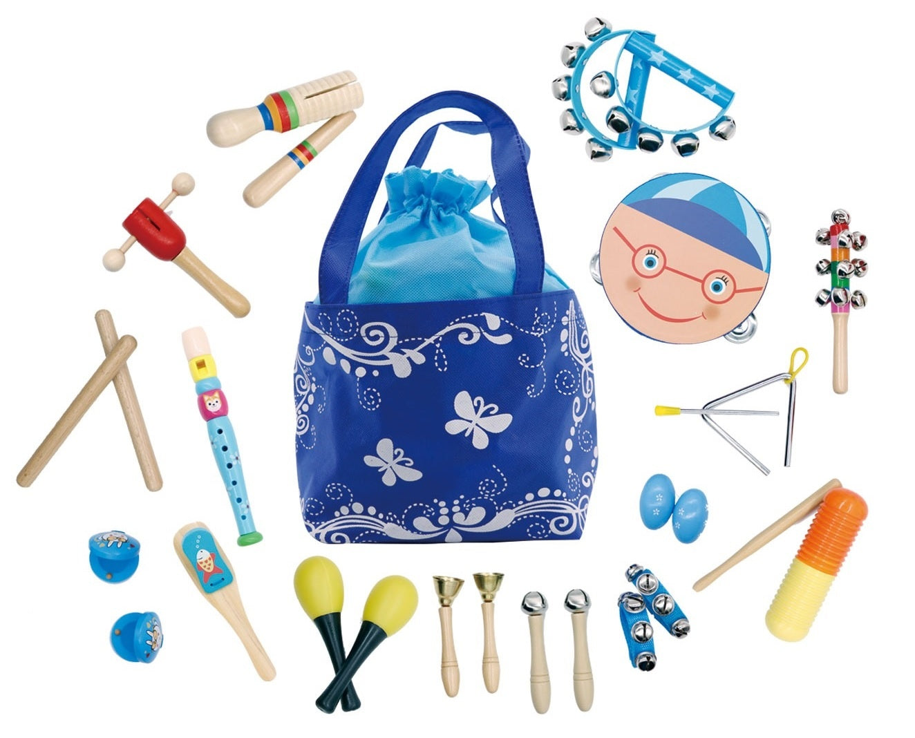 Wooden musical instruments toys set of 16 + bag ECOTOYS