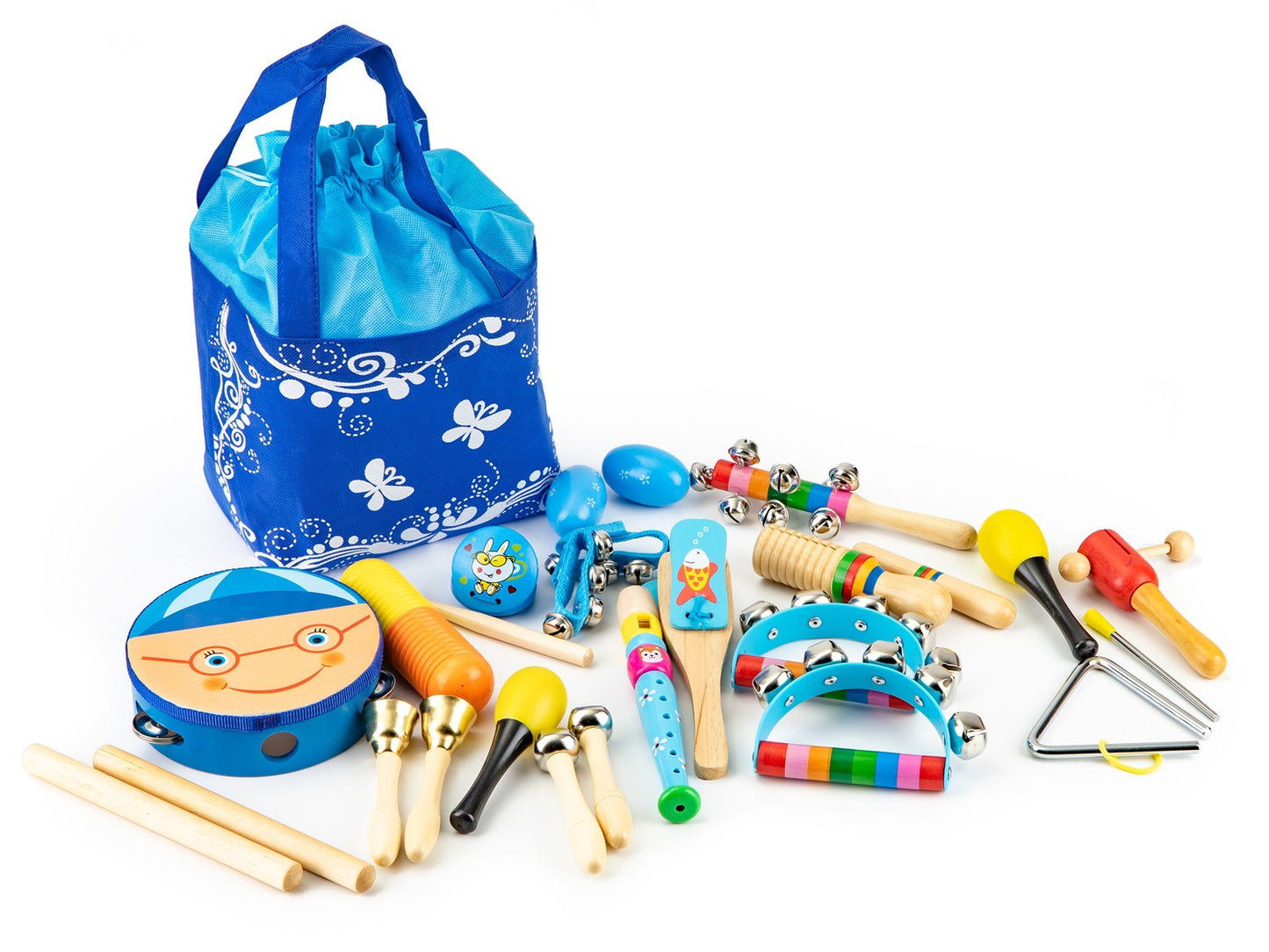 Wooden musical instruments toys set of 16 + bag ECOTOYS