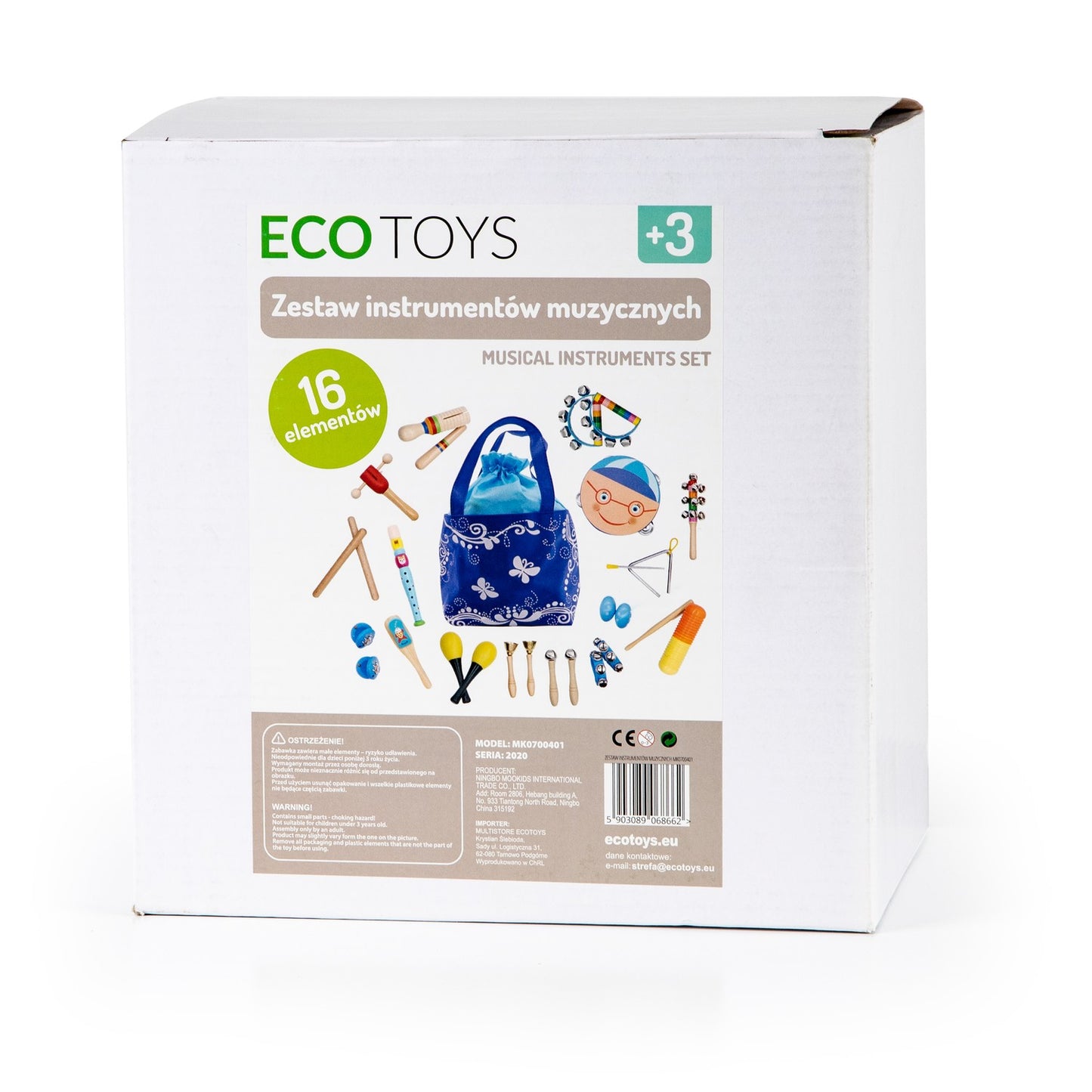 Wooden musical instruments toys set of 16 + bag ECOTOYS