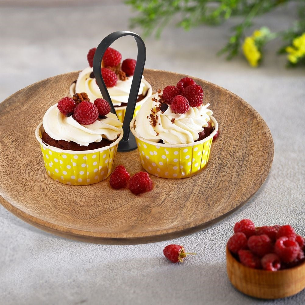 Wooden patera for cakes, tarts, fruit and snacks in mango wood