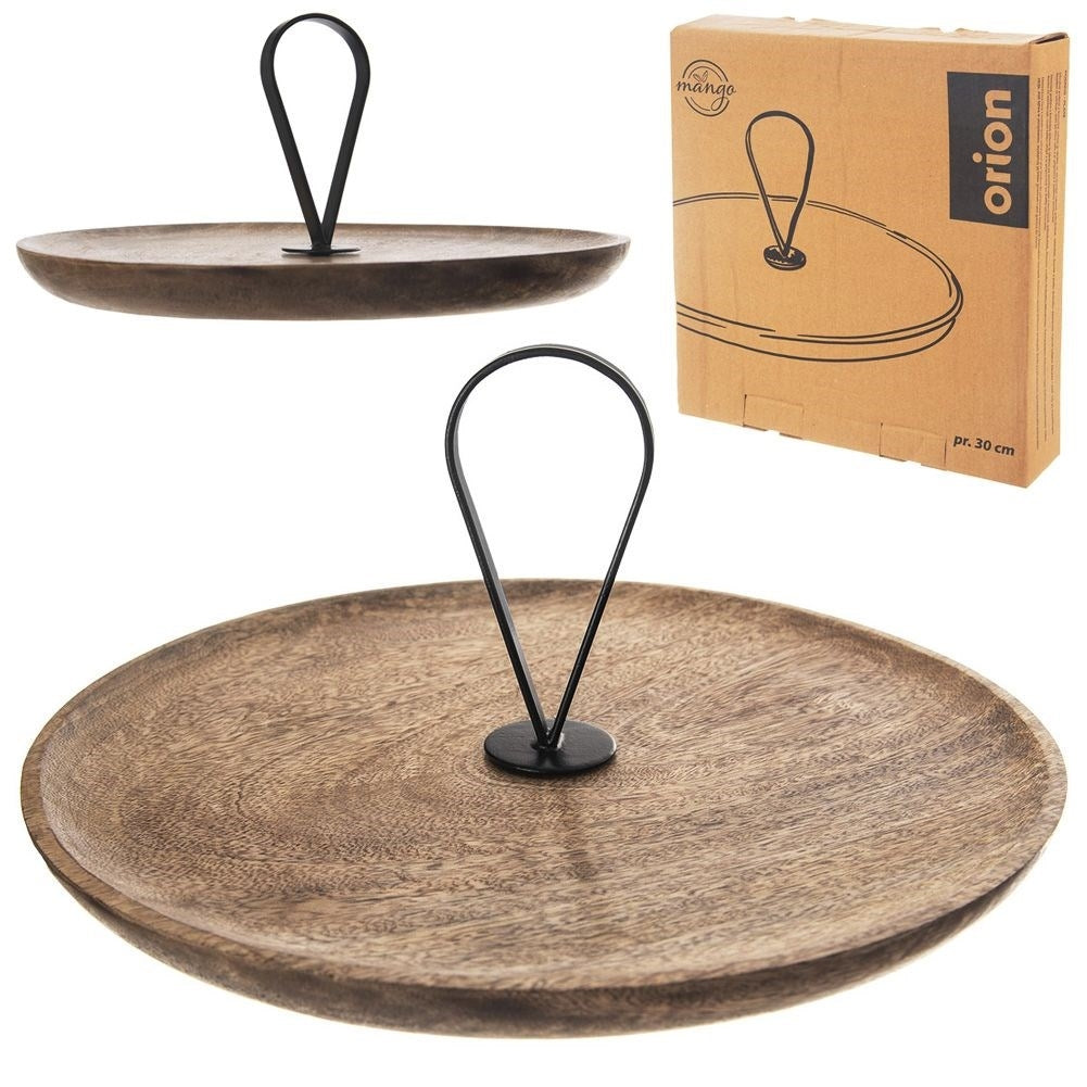 Wooden patera for cakes, tarts, fruit and snacks in mango wood