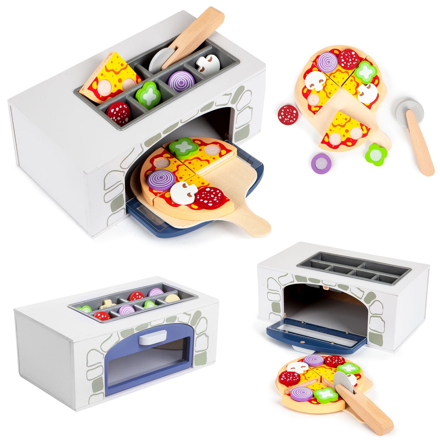 Wooden pizza oven + kitchen accessories Ecotoy