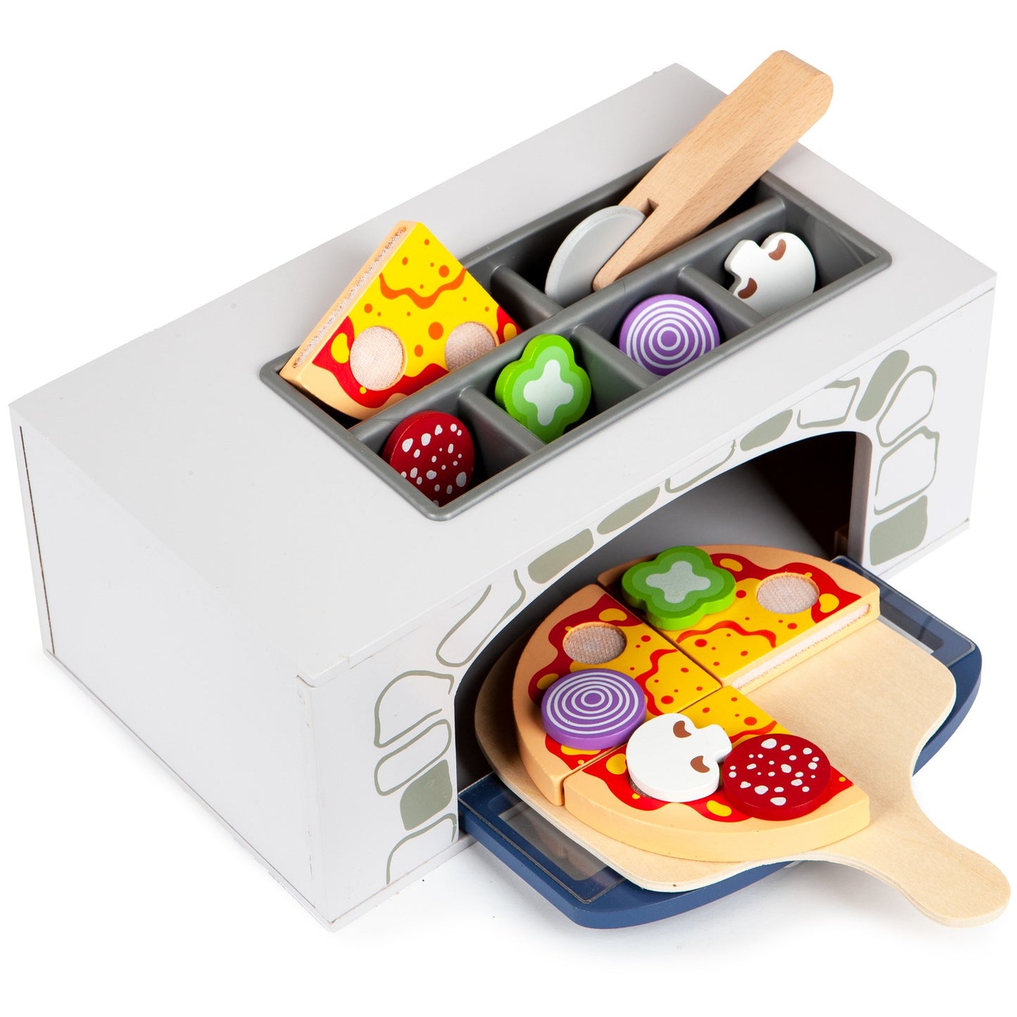 Wooden pizza oven + kitchen accessories Ecotoy