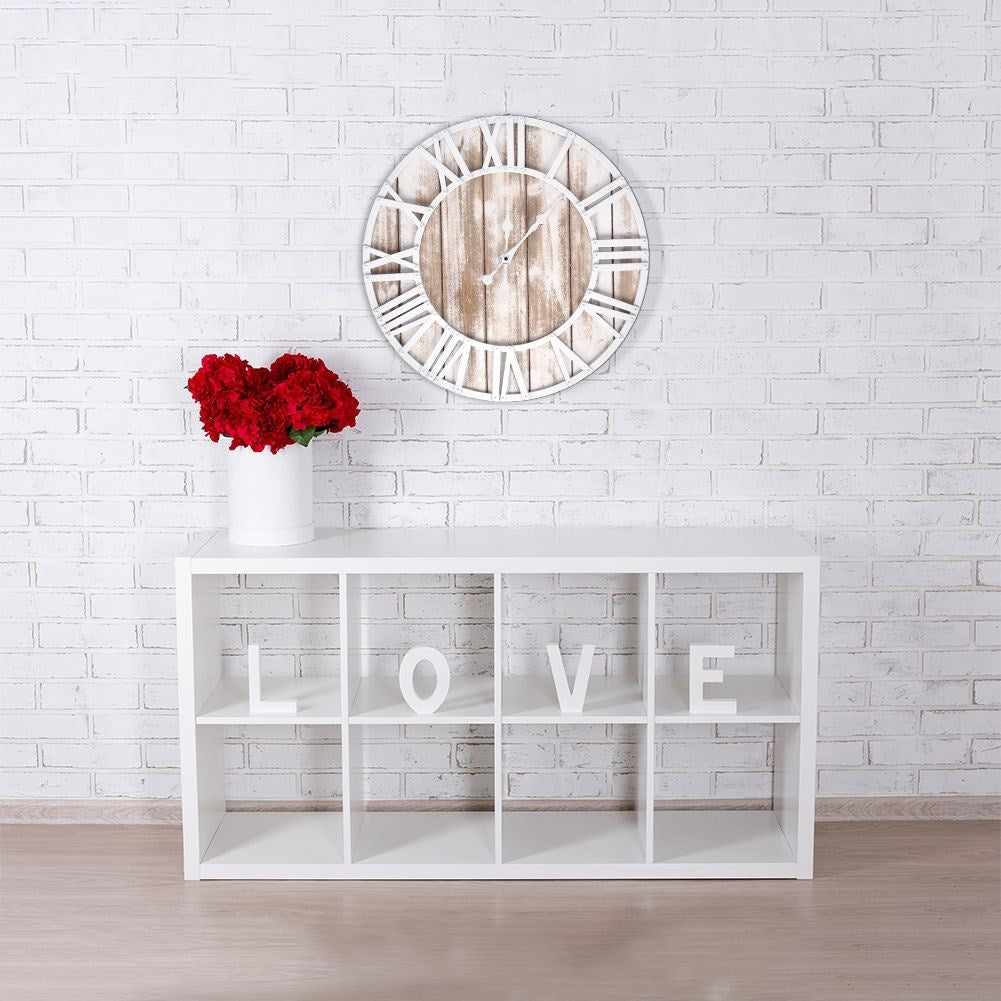 Wooden plank designed wall clock in MDF, 60 cm diameter