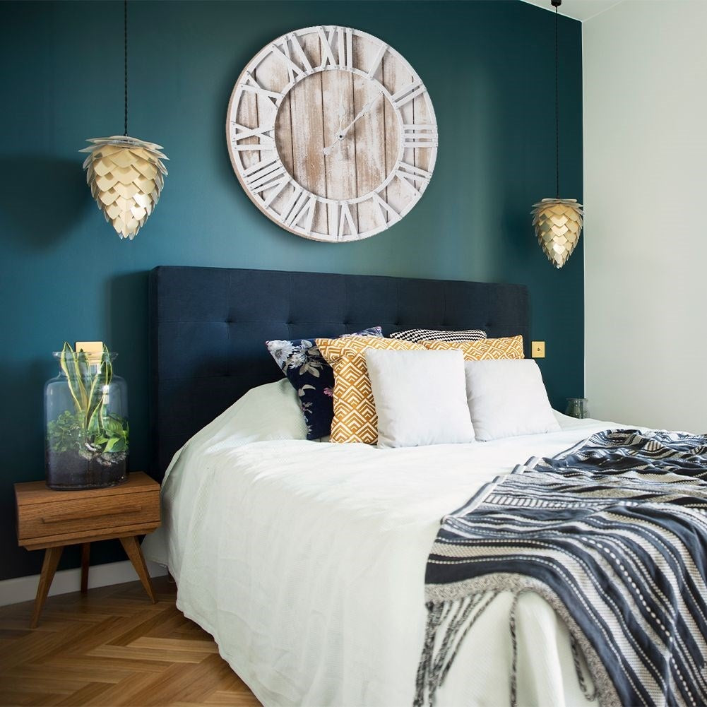 Wooden plank designed wall clock in MDF, 60 cm diameter