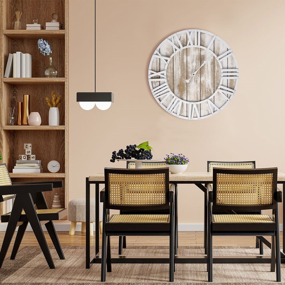 Wooden plank designed wall clock in MDF, 60 cm diameter