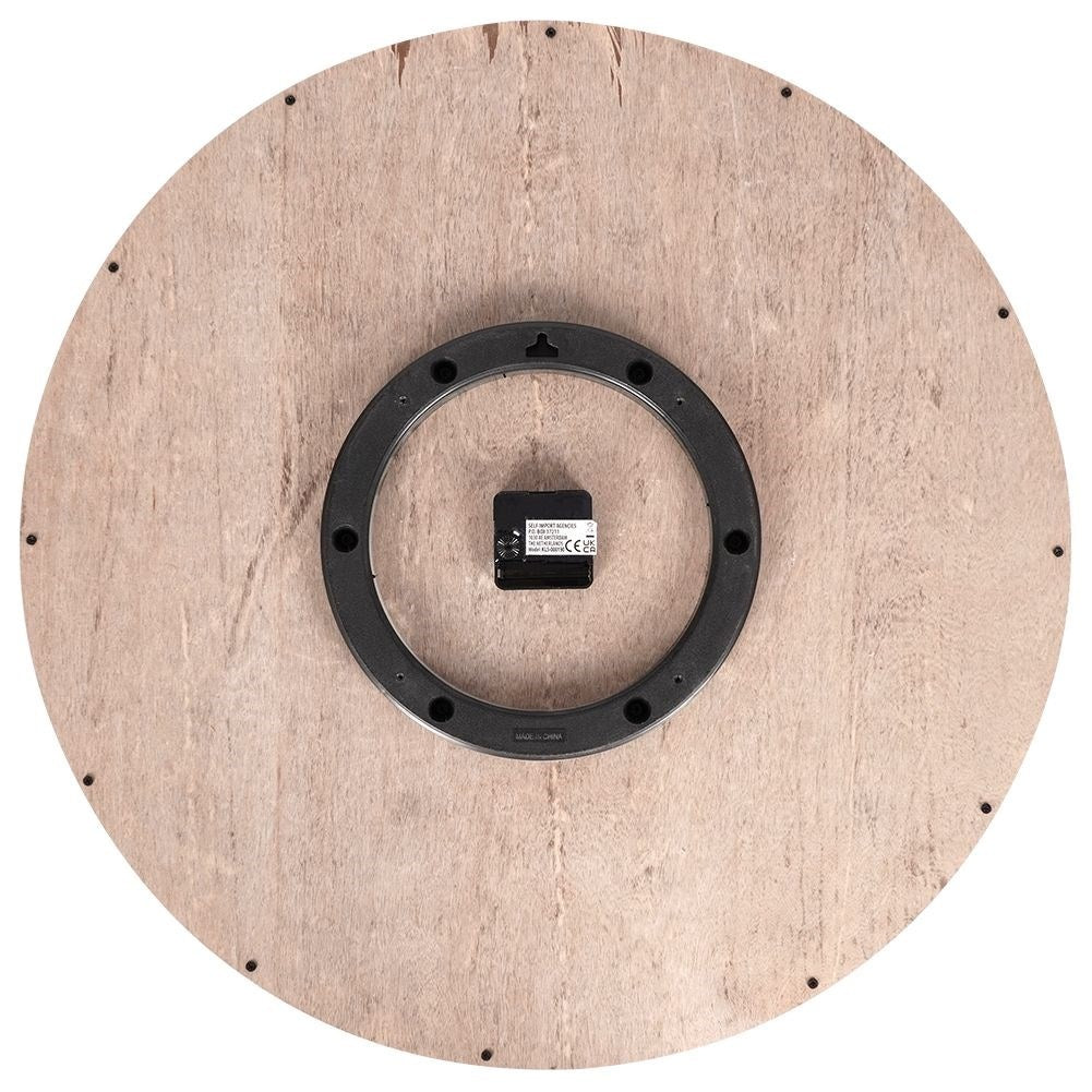 Wooden plank designed wall clock in MDF, 60 cm diameter