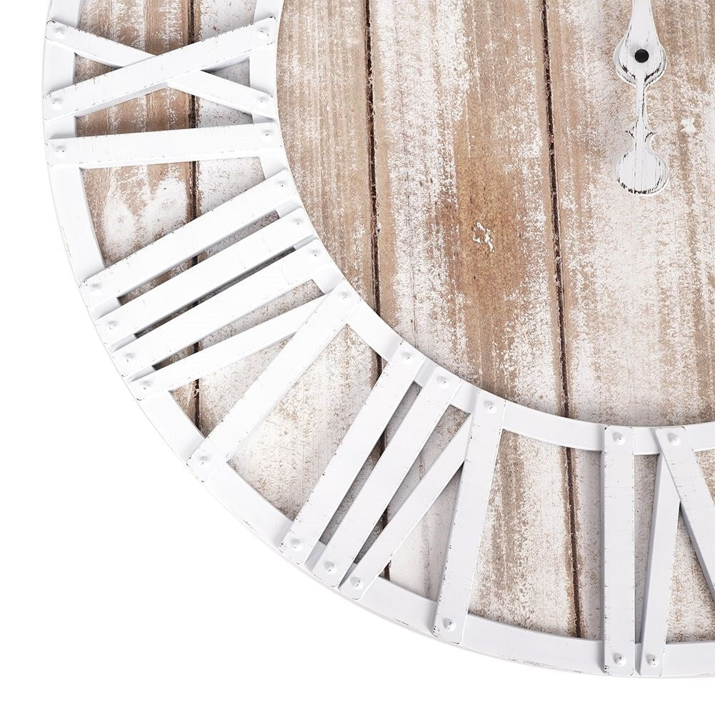 Wooden plank designed wall clock in MDF, 60 cm diameter
