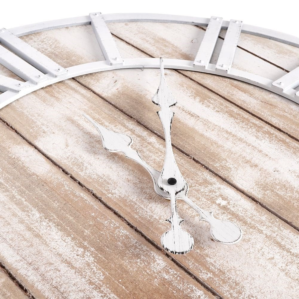 Wooden plank designed wall clock in MDF, 60 cm diameter