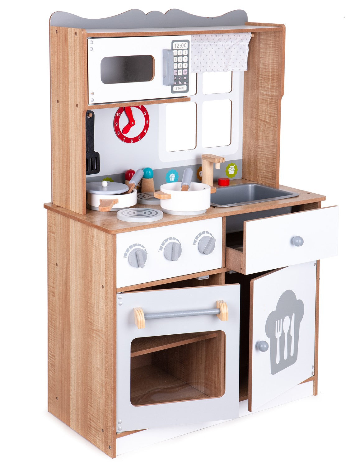 Wooden play kitchen for kids with additional accessories, ECOTOYS