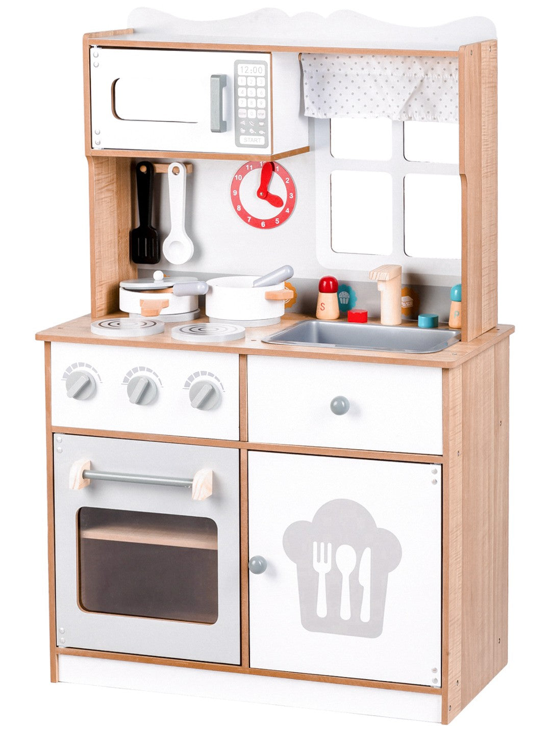 Wooden play kitchen for kids with additional accessories, ECOTOYS