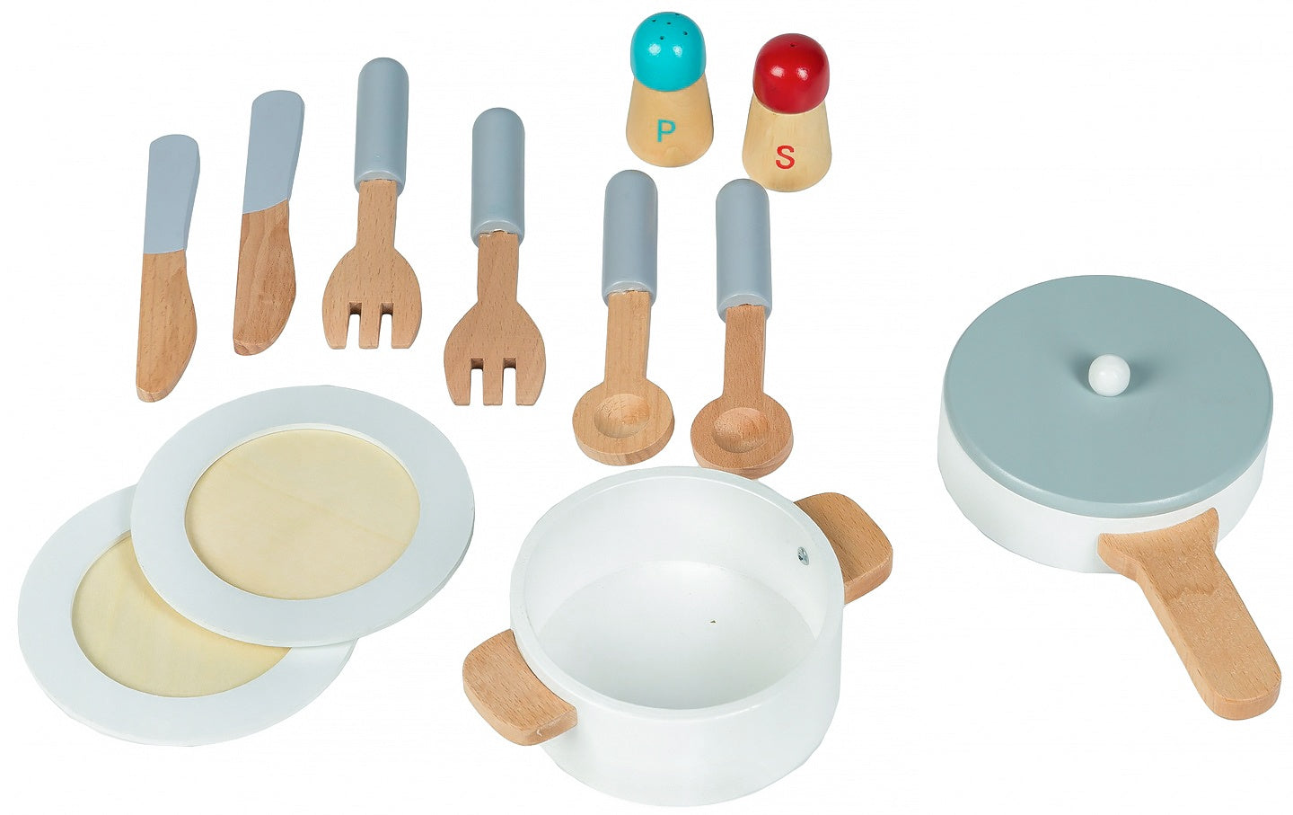 Wooden play kitchen for kids with additional accessories, ECOTOYS