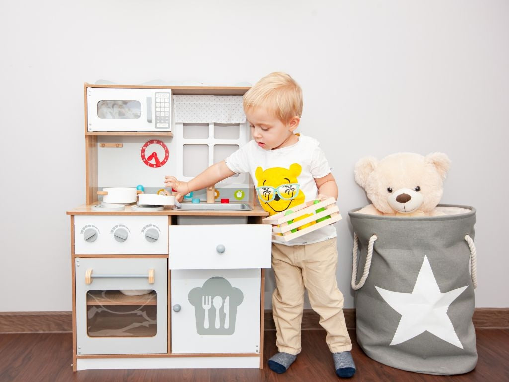 Wooden play kitchen for kids with additional accessories, ECOTOYS