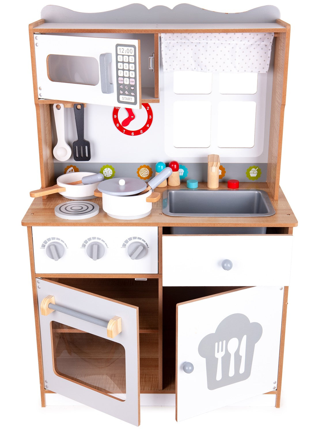 Wooden play kitchen for kids with additional accessories, ECOTOYS