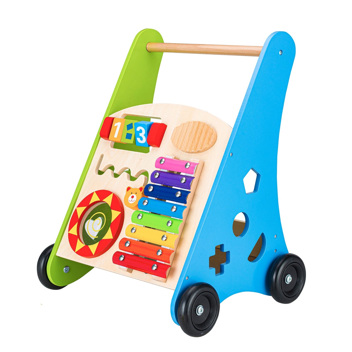 Wooden pusher educational cart