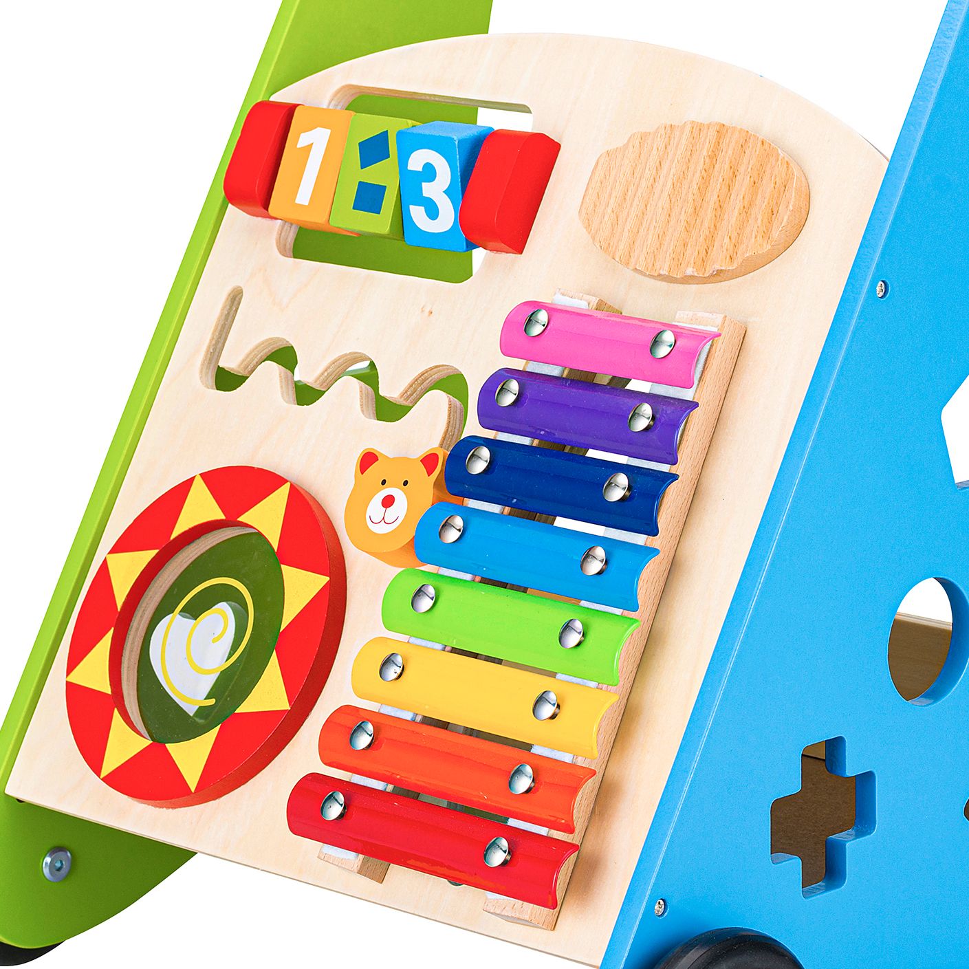 Wooden pusher educational cart