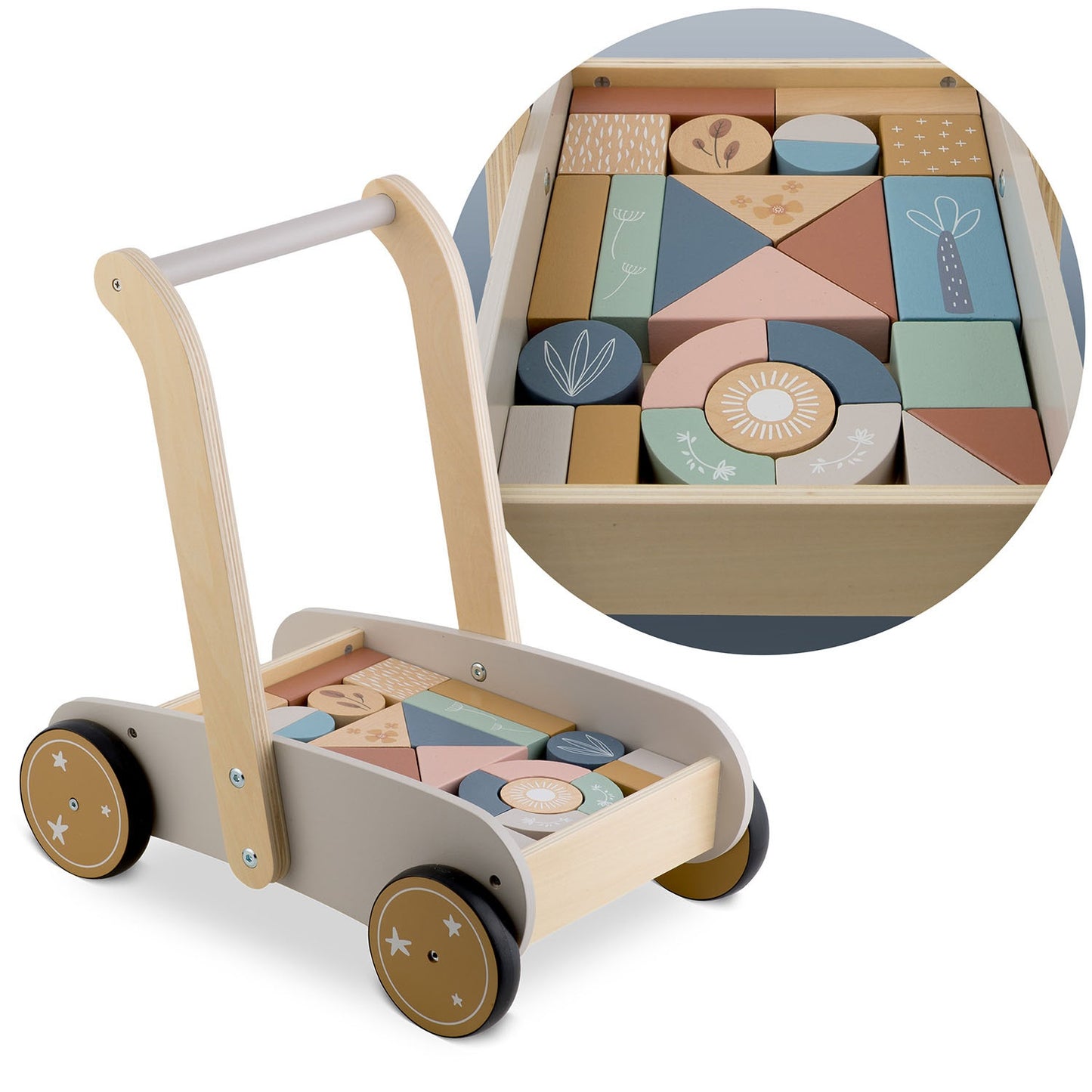Wooden push walker with NK-856 Nukido blocks