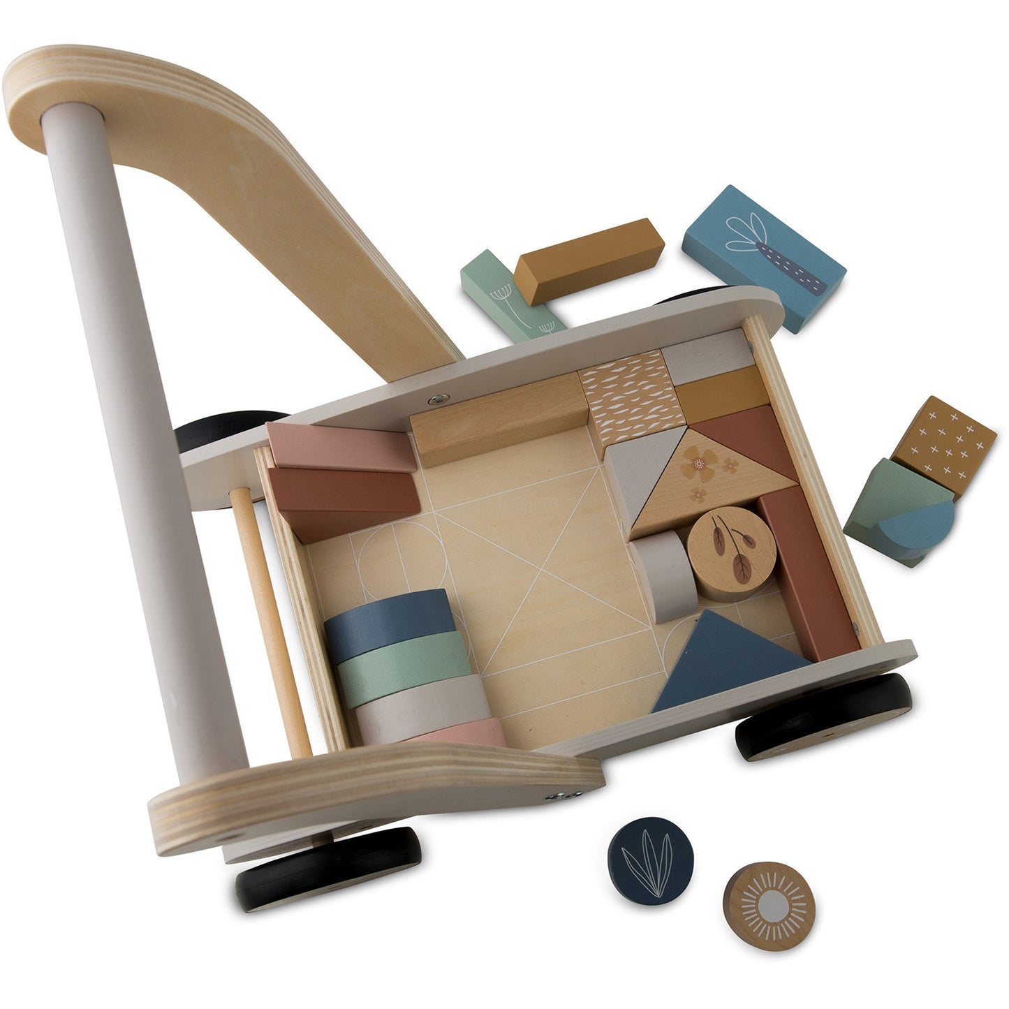 Wooden push walker with NK-856 Nukido blocks
