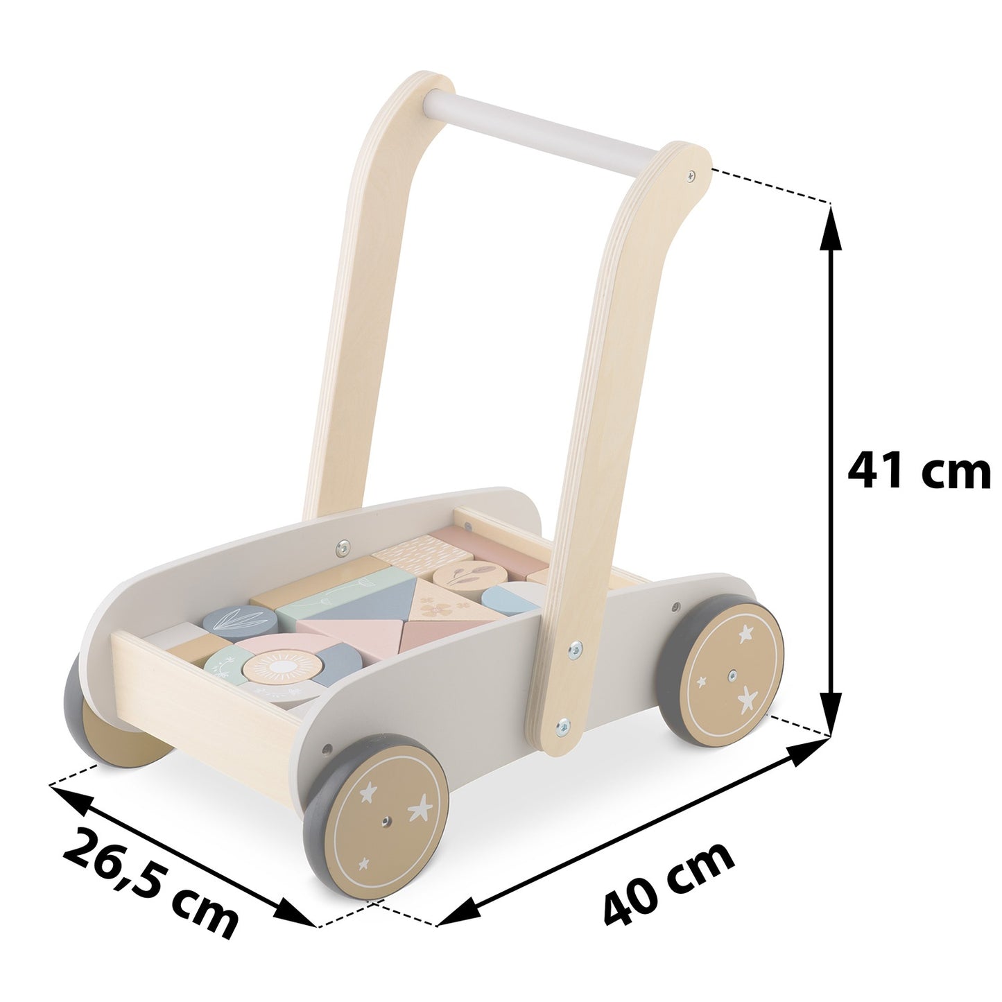 Wooden push walker with NK-856 Nukido blocks