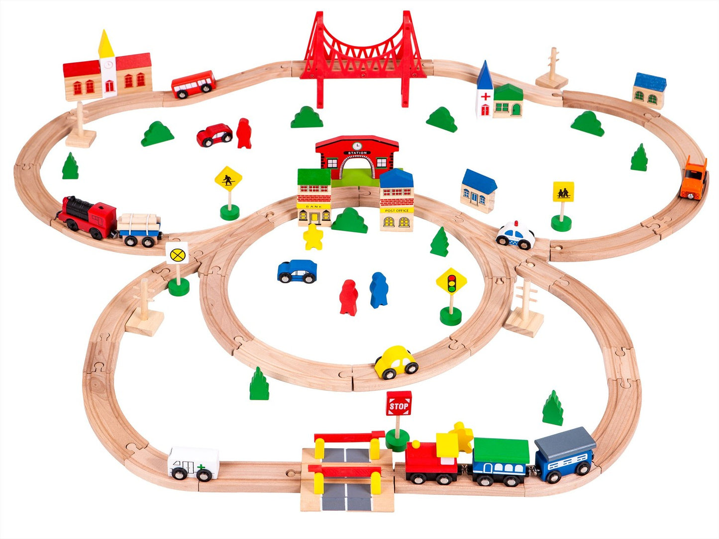 Wooden railroad for batteries 90 elements Ecotoys