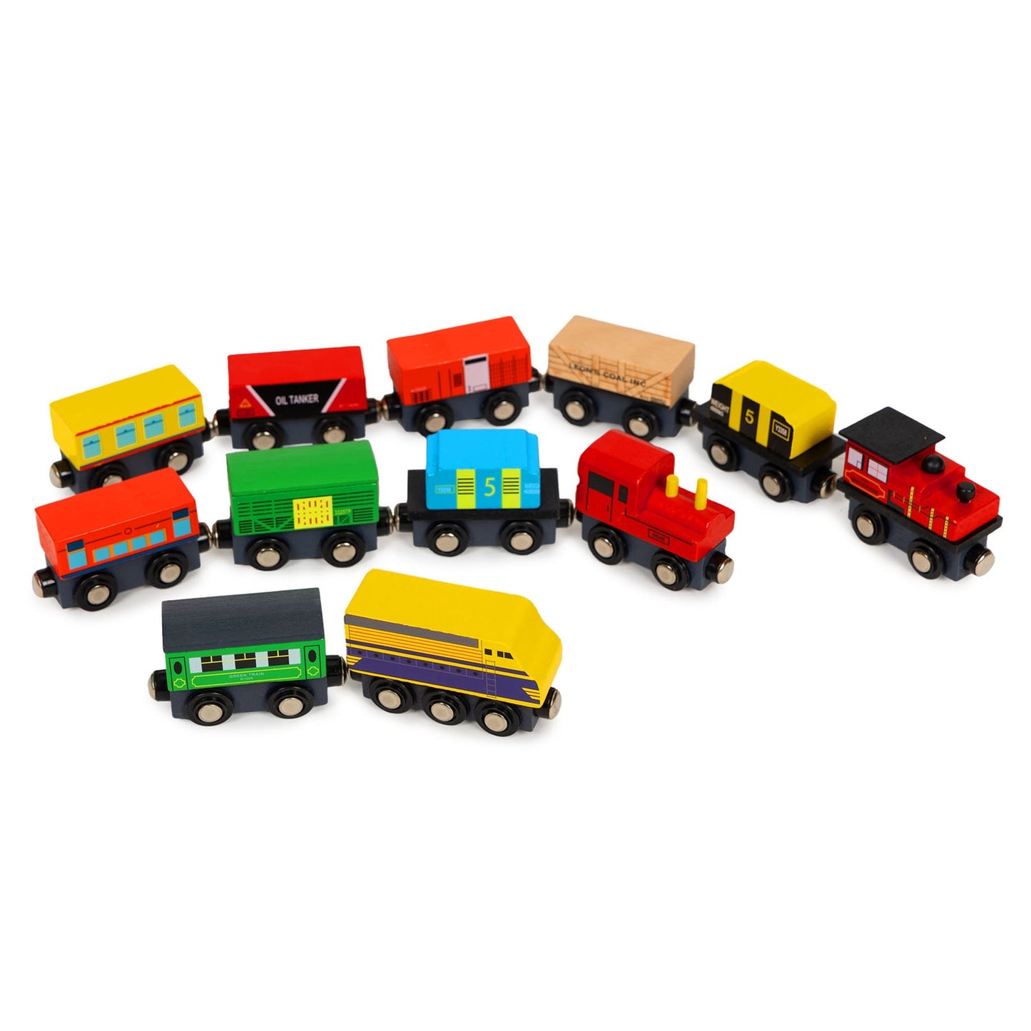 Wooden railway train, 13 elements