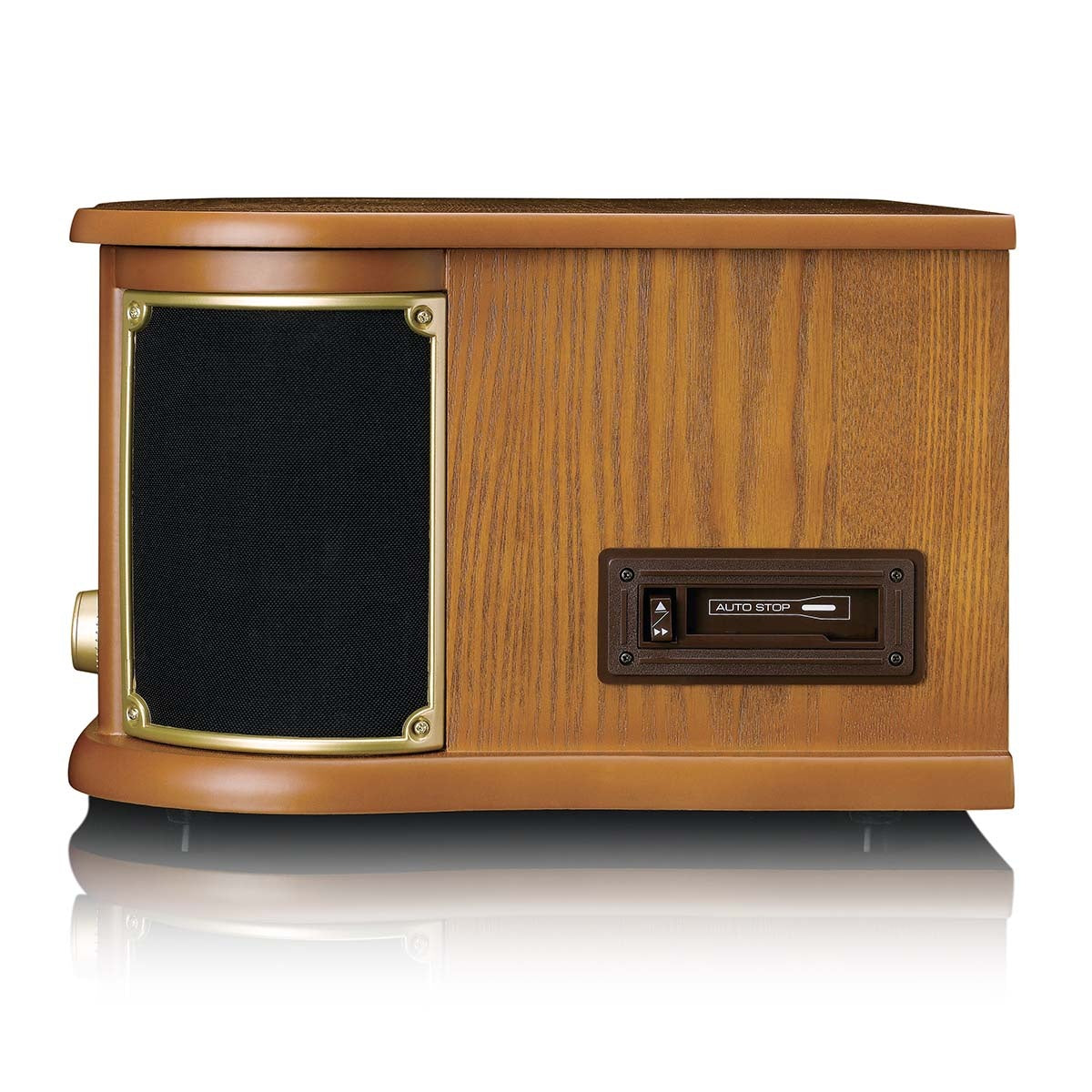 Wooden retro Record Player with Bluetooth® AM/FM radio USB encoding CD player cassette player and built-in speakers
