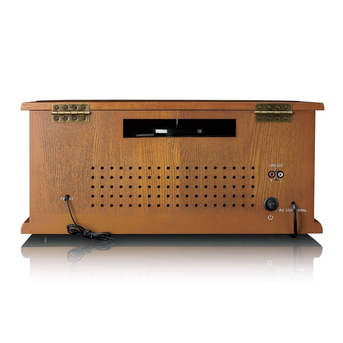 Wooden retro Record Player with Bluetooth® AM/FM radio USB encoding CD player cassette player and built-in speakers