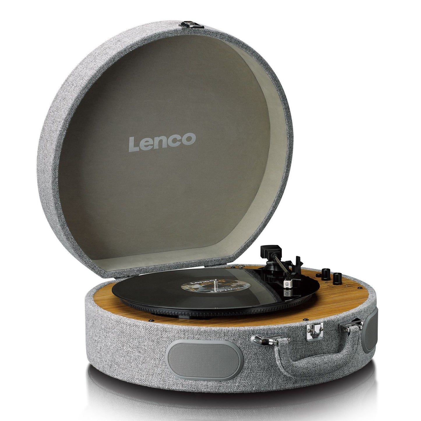 Wooden retro record player with built-in speakers, Bluetooth® and AT3600L cartridge Grey