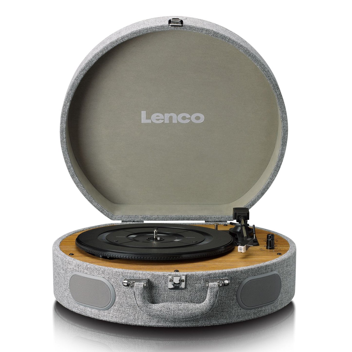 Wooden retro record player with built-in speakers, Bluetooth® and AT3600L cartridge Grey