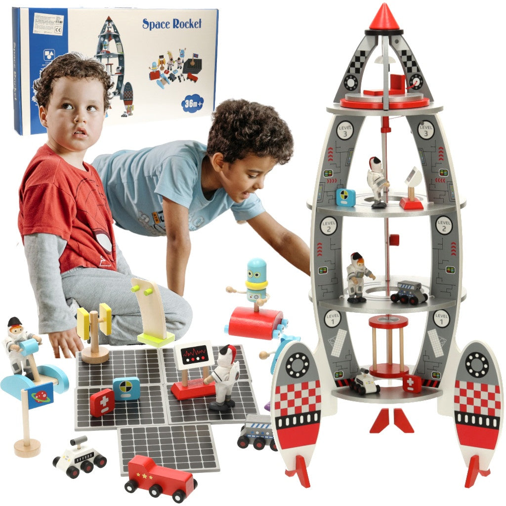 Wooden rocket ship space shuttle astronaut