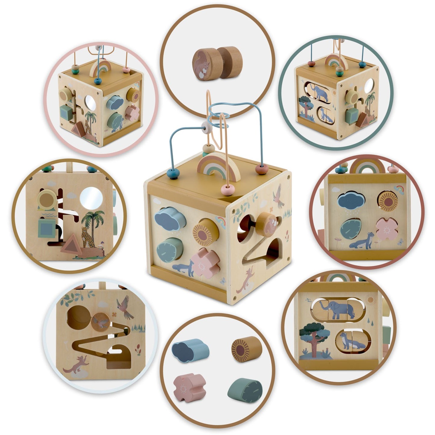 Wooden sensory cube toy NK-861 Nukido