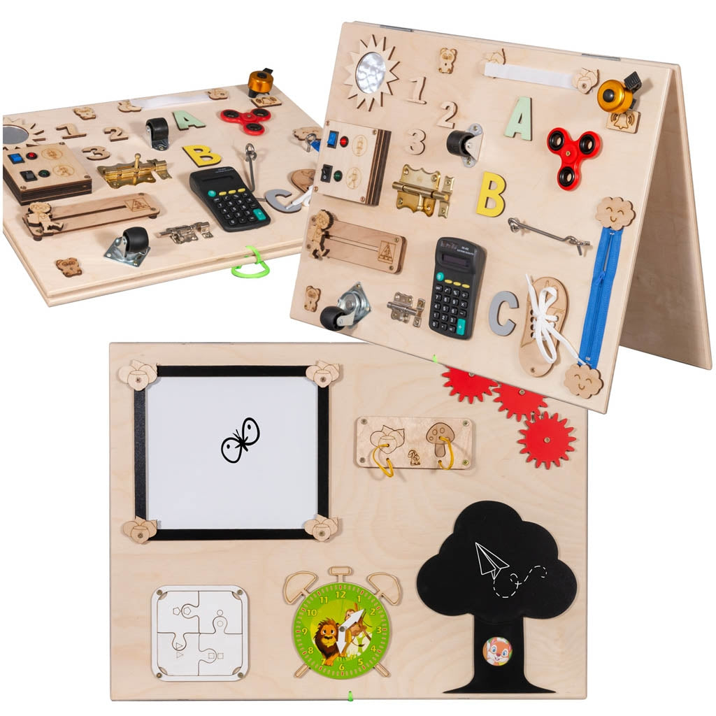 Wooden sensory manipulation board double-sided natural