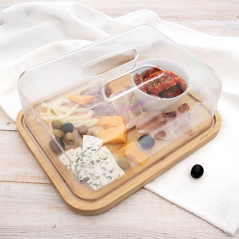 Wooden serving board with lid 28x22x11 cm