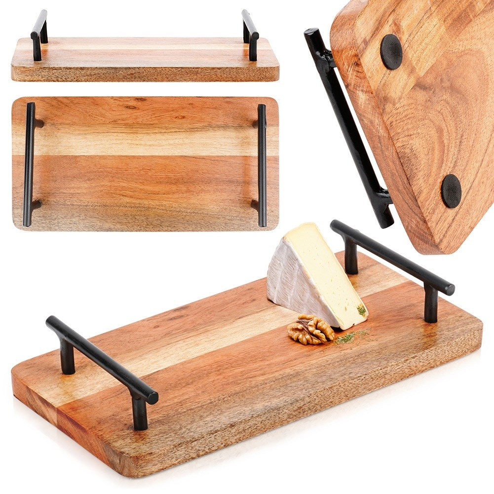 Wooden serving tray with handles 30x15.5 cm
