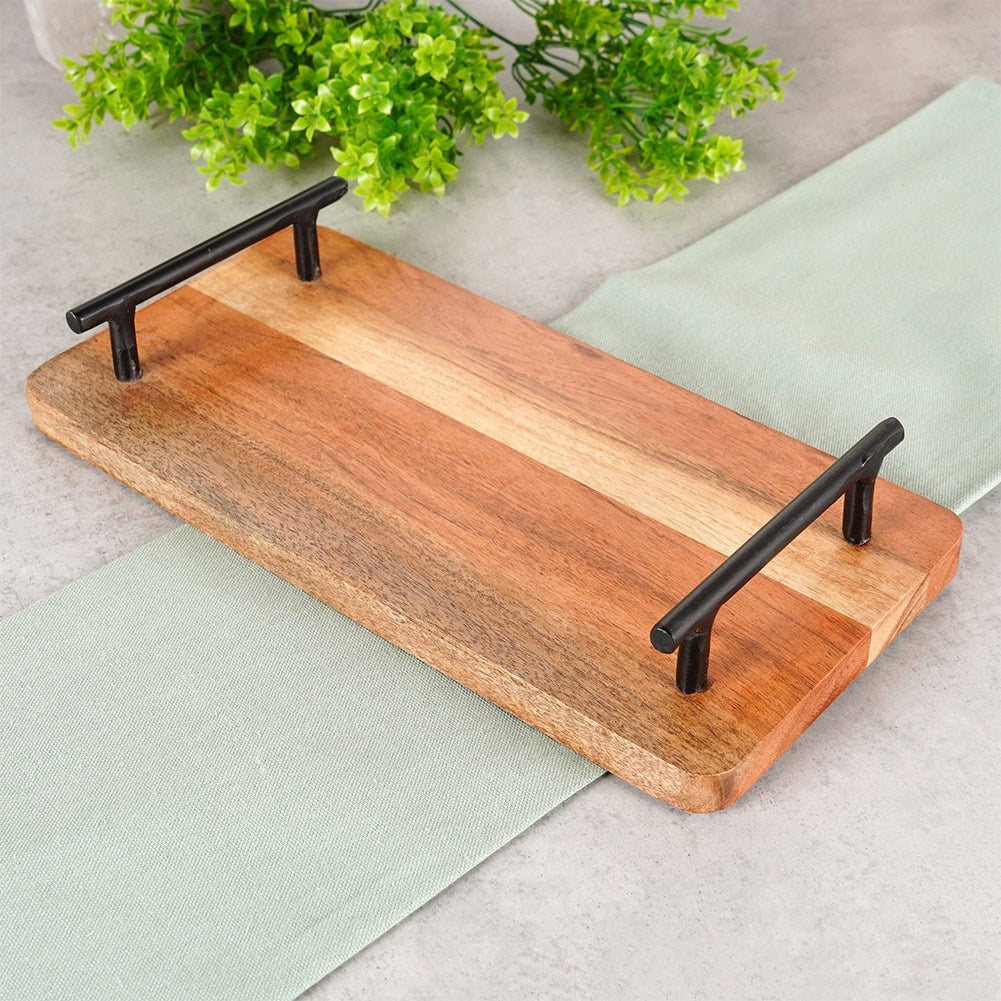 Wooden serving tray with handles 30x15.5 cm