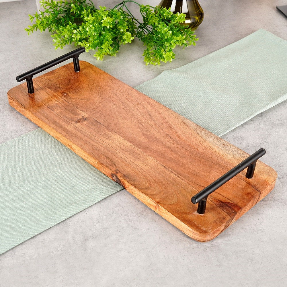 Wooden serving tray with handles 40x15.5 cm
