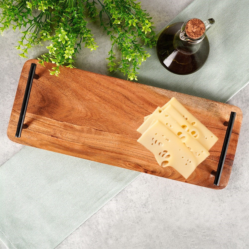 Wooden serving tray with handles 40x15.5 cm