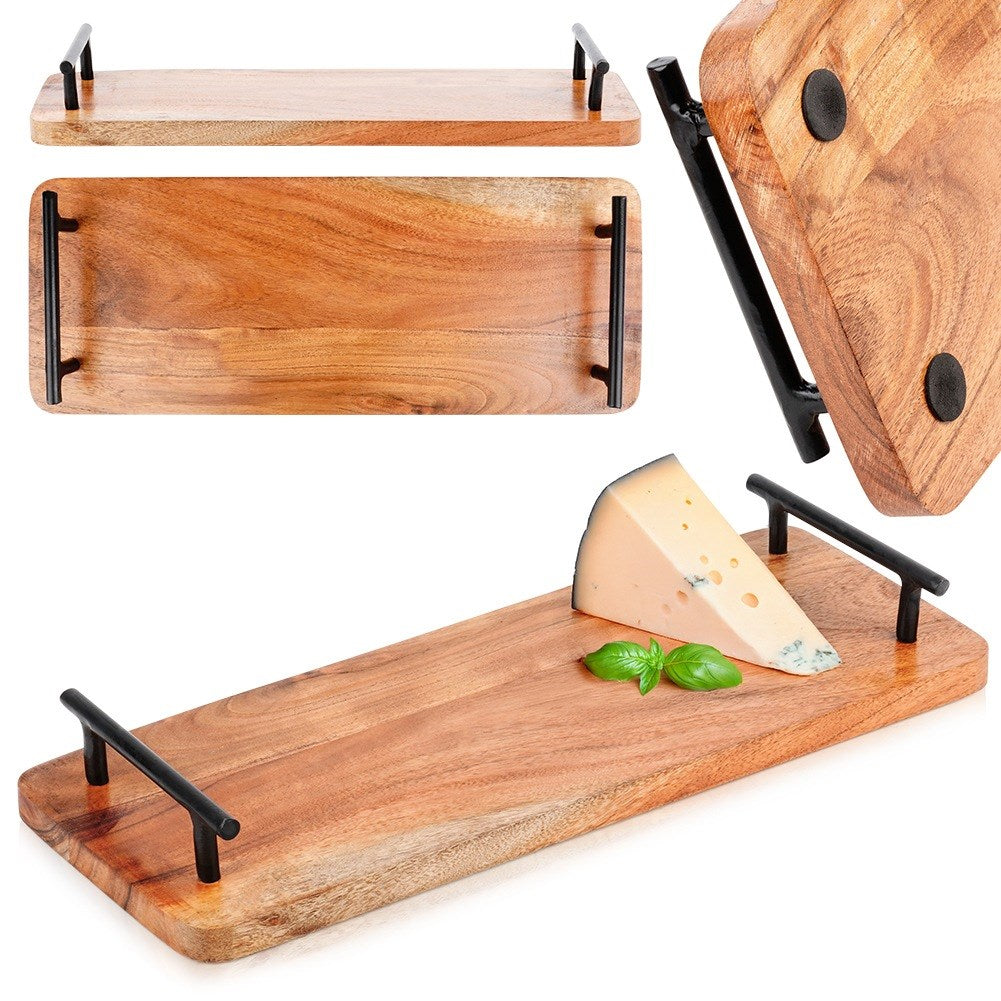 Wooden serving tray with handles 40x15.5 cm